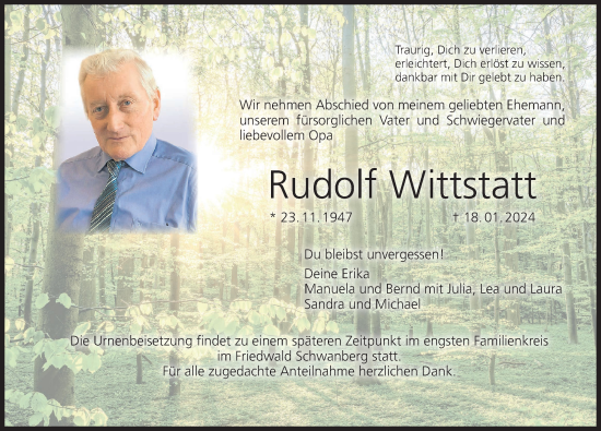 Anzeige von Rudolf Wittstatt von MGO