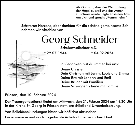 Anzeige von Georg Schneider von MGO