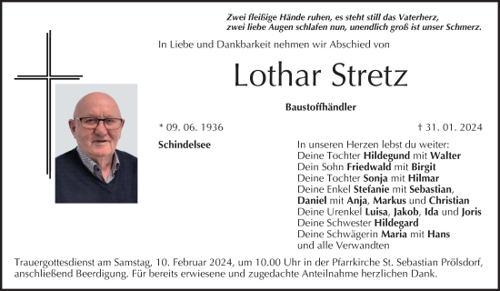 Anzeige von Lothar Stretz von MGO