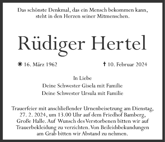 Anzeige von Rüdiger Hertel von MGO