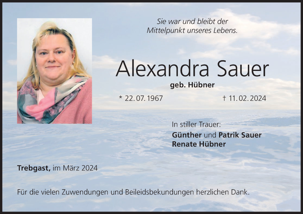 Alexandra Sauer Traueranzeige Trauer InFranken De