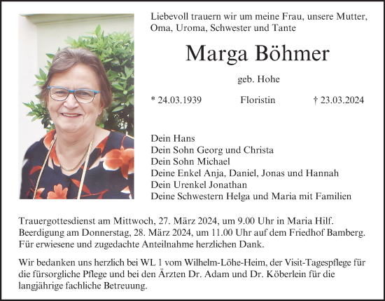 Anzeige von Marga Böhmer von MGO