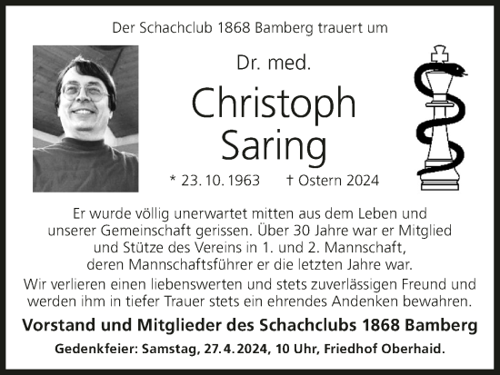 Anzeige von Christoph Saring von MGO