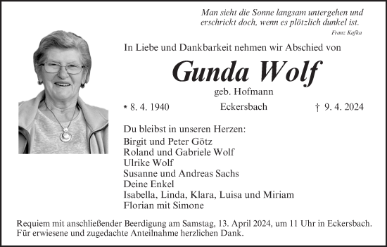Anzeige von Gunda Wolf von MGO