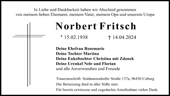 Anzeige von Norbert Fritsch von MGO