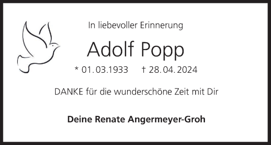 Anzeige von Adolf Popp von MGO