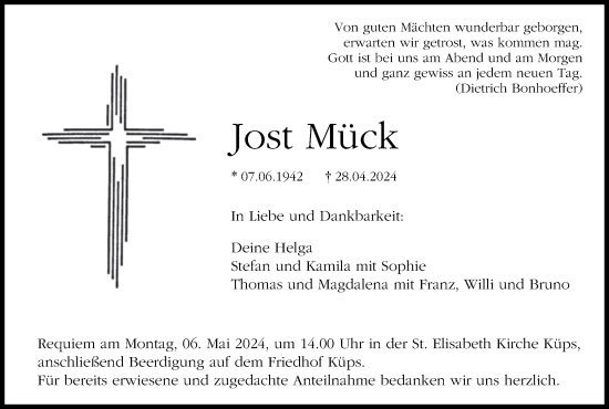 Anzeige von Jost Mück von MGO