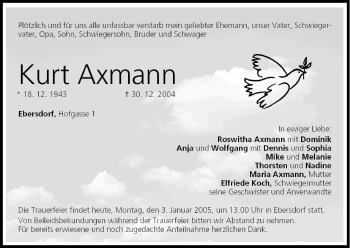 Anzeige von Kurt Axmann von MGO