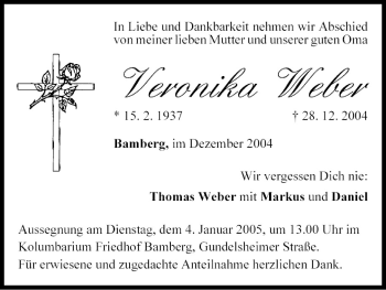 Anzeige von Veronika Weber von MGO