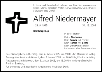Anzeige von Alfred Niedermayer von MGO
