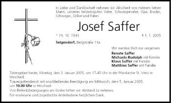Anzeige von Josef Saffer von MGO