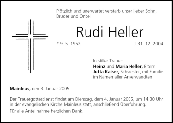 Anzeige von Rudi Heller von MGO