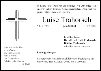 Anzeige von Luise Trahorsch von MGO