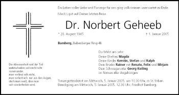 Anzeige von Norbert Geheeb von MGO