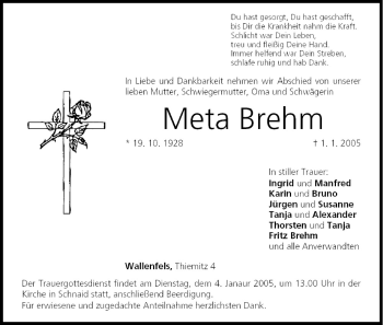 Anzeige von Meta Brehm von MGO