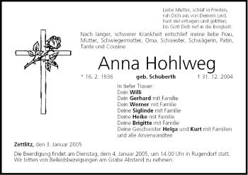 Anzeige von Anna Hohlweg von MGO