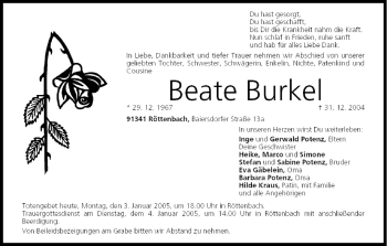 Anzeige von Beate Burkel von MGO
