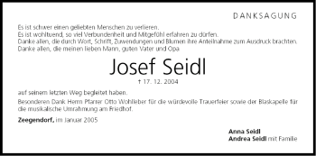 Anzeige von Josef Seidl von MGO