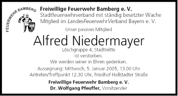 Anzeige von Alfred Niedermayer von MGO