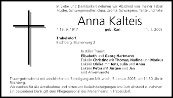 Anzeige von Anna Kalteis von MGO