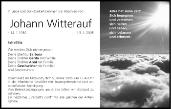 Anzeige von Johann Witterauf von MGO