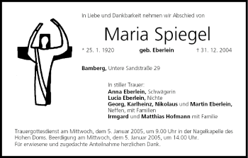 Anzeige von Maria Spiegel von MGO