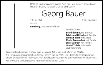 Anzeige von Georg Bauer von MGO