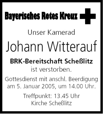 Anzeige von Johann Witterauf von MGO