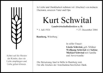 Anzeige von Kurt Schwital von MGO