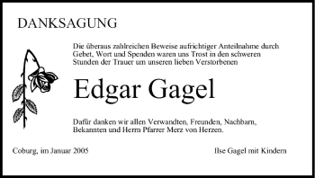 Anzeige von Edgar Gagel von MGO