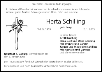 Anzeige von Herta Schilling von MGO