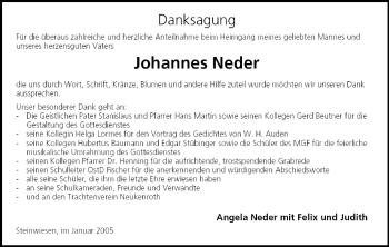 Anzeige von Johannes Neder von MGO
