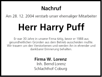 Anzeige von Harry Puff von MGO