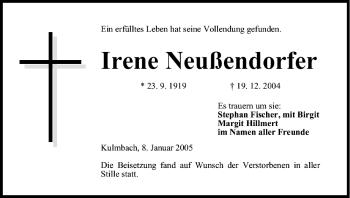 Anzeige von Irene Neußendorfer von MGO