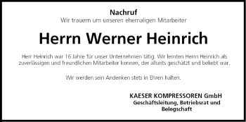 Anzeige von Werner Heinrich von MGO