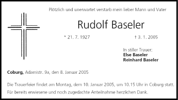 Anzeige von Rudolf Baseler von MGO