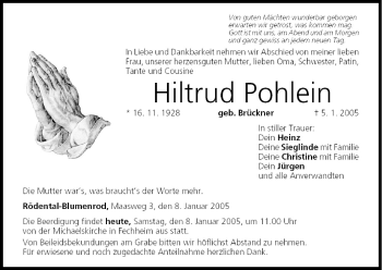 Anzeige von Hiltrud Pohlein von MGO