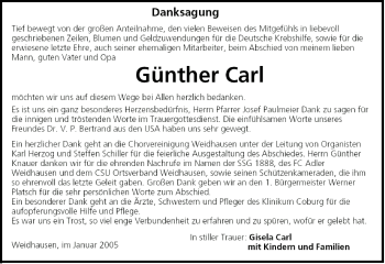 Anzeige von Günther Carl von MGO