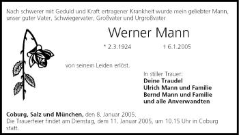 Anzeige von Werner Mann von MGO