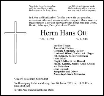 Anzeige von Hans Ott von MGO