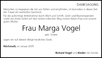Anzeige von Marga Vogel von MGO