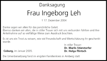 Anzeige von Ingeborg Leh von MGO