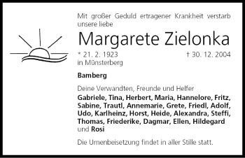 Anzeige von Margarete Zielonka von MGO