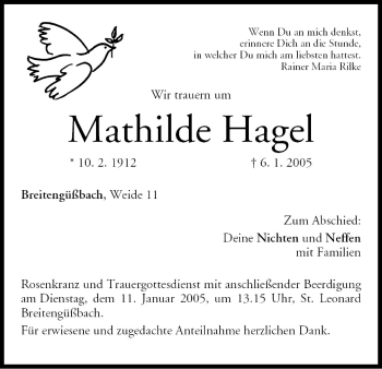 Anzeige von Mathilde Hagel von MGO