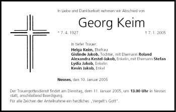 Anzeige von Georg Keim von MGO