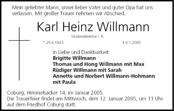 Anzeige von Karl Heinz Willmann von MGO