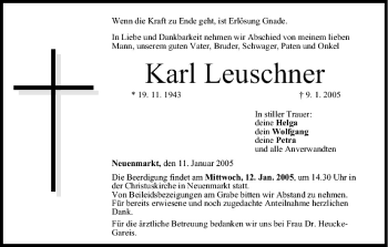 Anzeige von Karl Leuschner von MGO