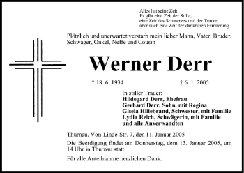 Anzeige von Werner Derr von MGO