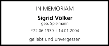 Anzeige von Sigrid Völker von MGO