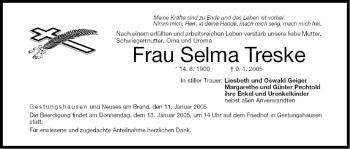 Anzeige von Selma Treske von MGO